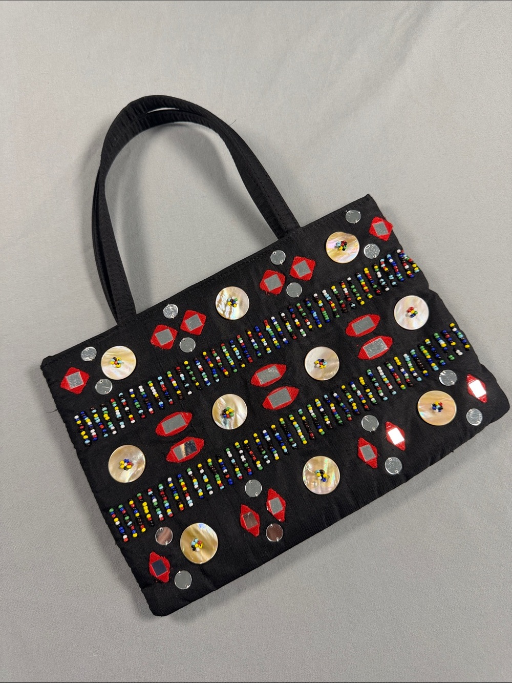 Jeanne Lottie Black Beaded and Sequin Embellished Tote